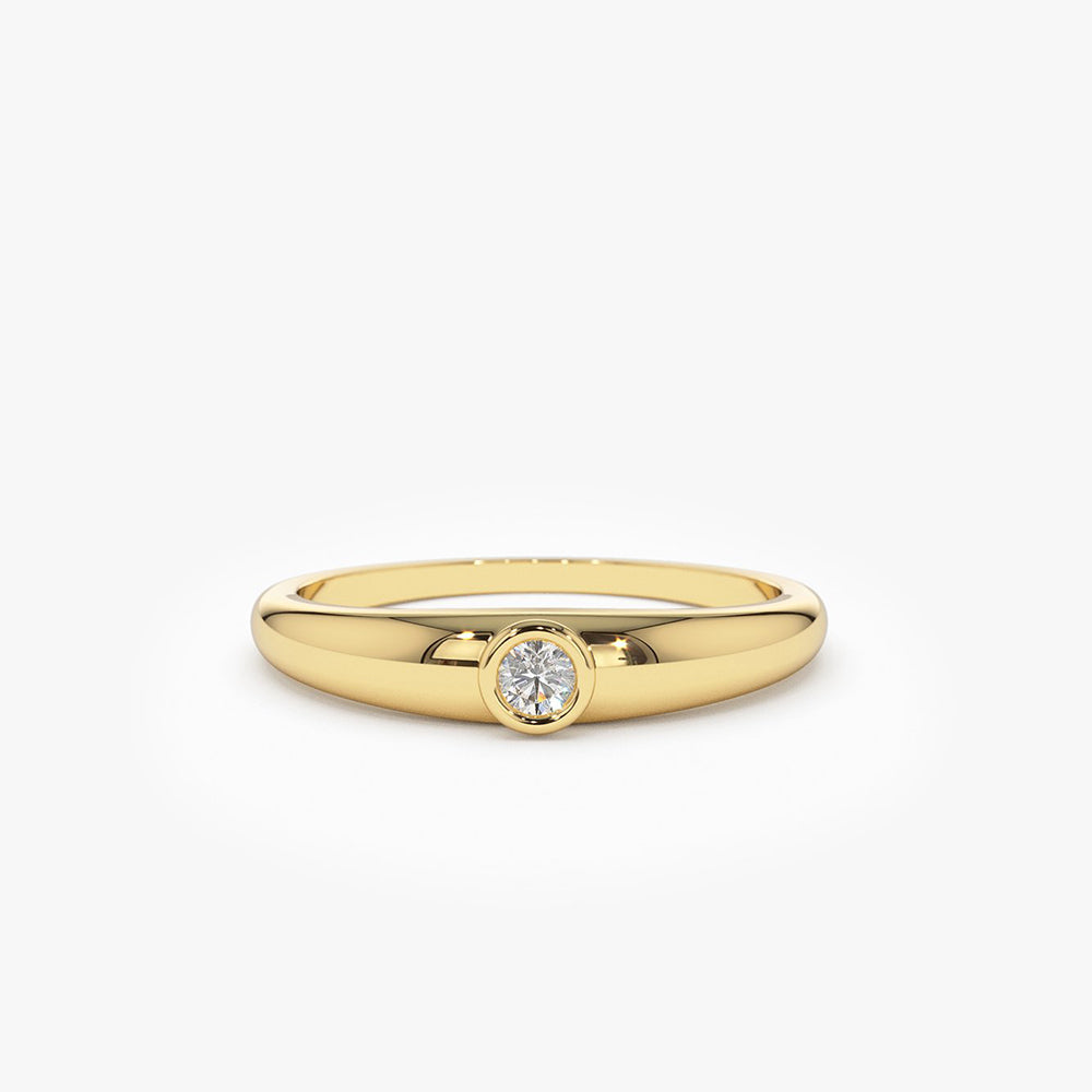 OBFJ1917 - 14k Dome Diamond Bezel Ring 1