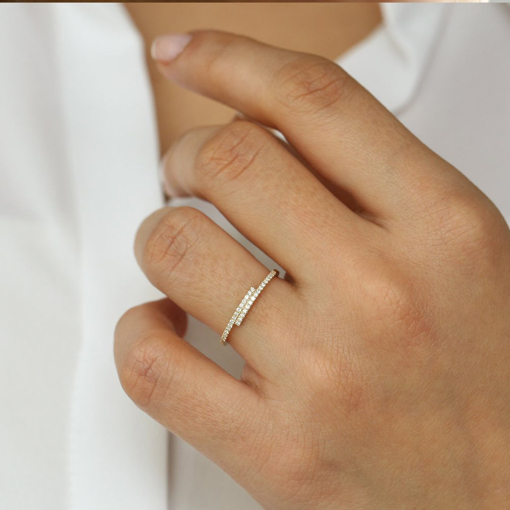 OBFJ2024 - 14k Cross Over Diamond Stackable Ring 3