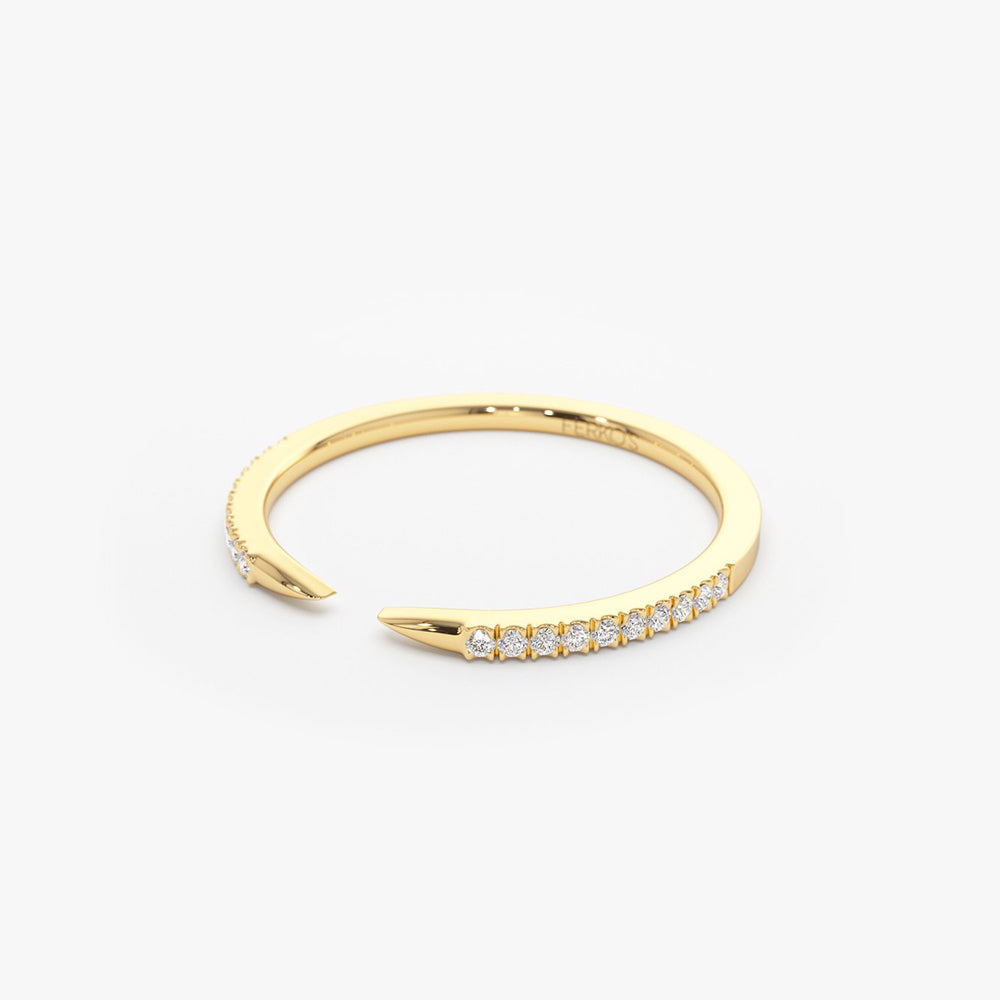 OBFJ2055 - 14k Pave Diamond Open Cuff Claw Diamond Ring 8