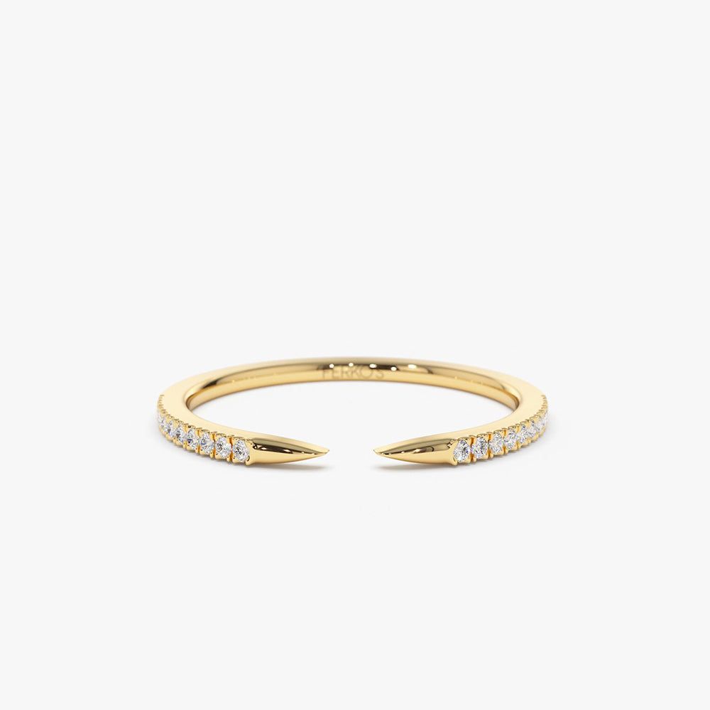OBFJ2055 - 14k Pave Diamond Open Cuff Claw Diamond Ring 1