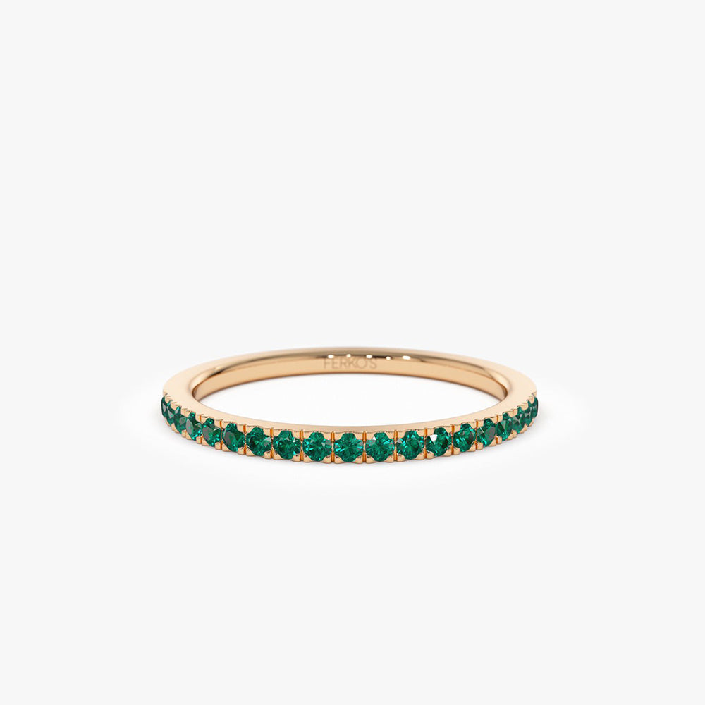 OBFJ2073 - 14k Half Eternity Emerald Ring 4