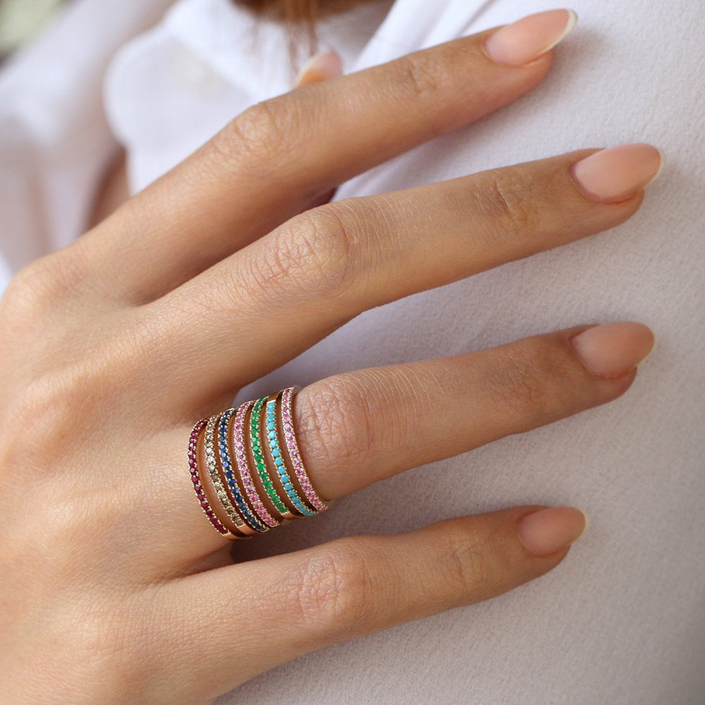 OBFJ2073 - 14k Half Eternity Emerald Ring 3