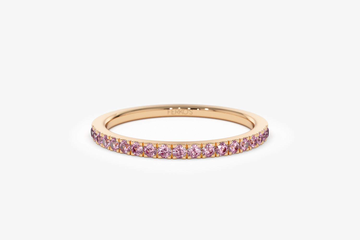 OBFJ2072 - 14k Half Eternity Pink Sapphire Ring 10