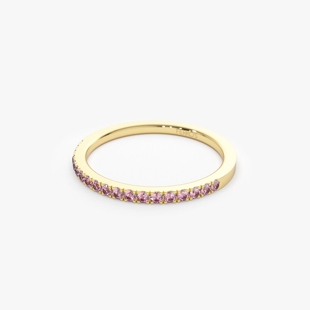 OBFJ2072 - 14k Half Eternity Pink Sapphire Ring 7