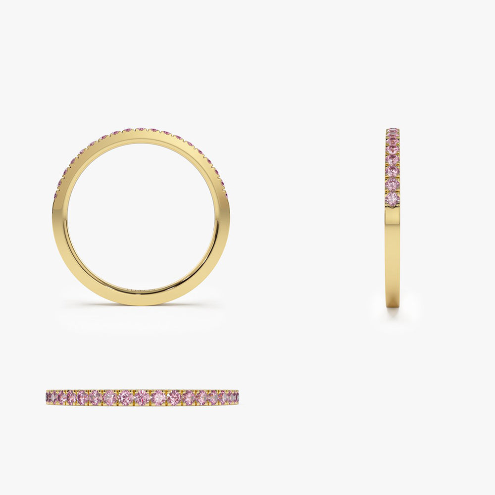 OBFJ2072 - 14k Half Eternity Pink Sapphire Ring 8