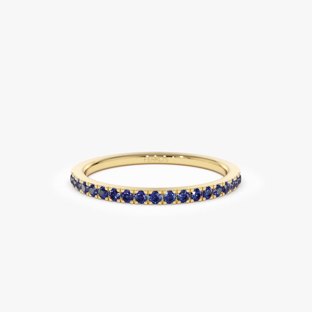 OBFJ2071 - 14k Half Eternity Blue Sapphire Ring 1