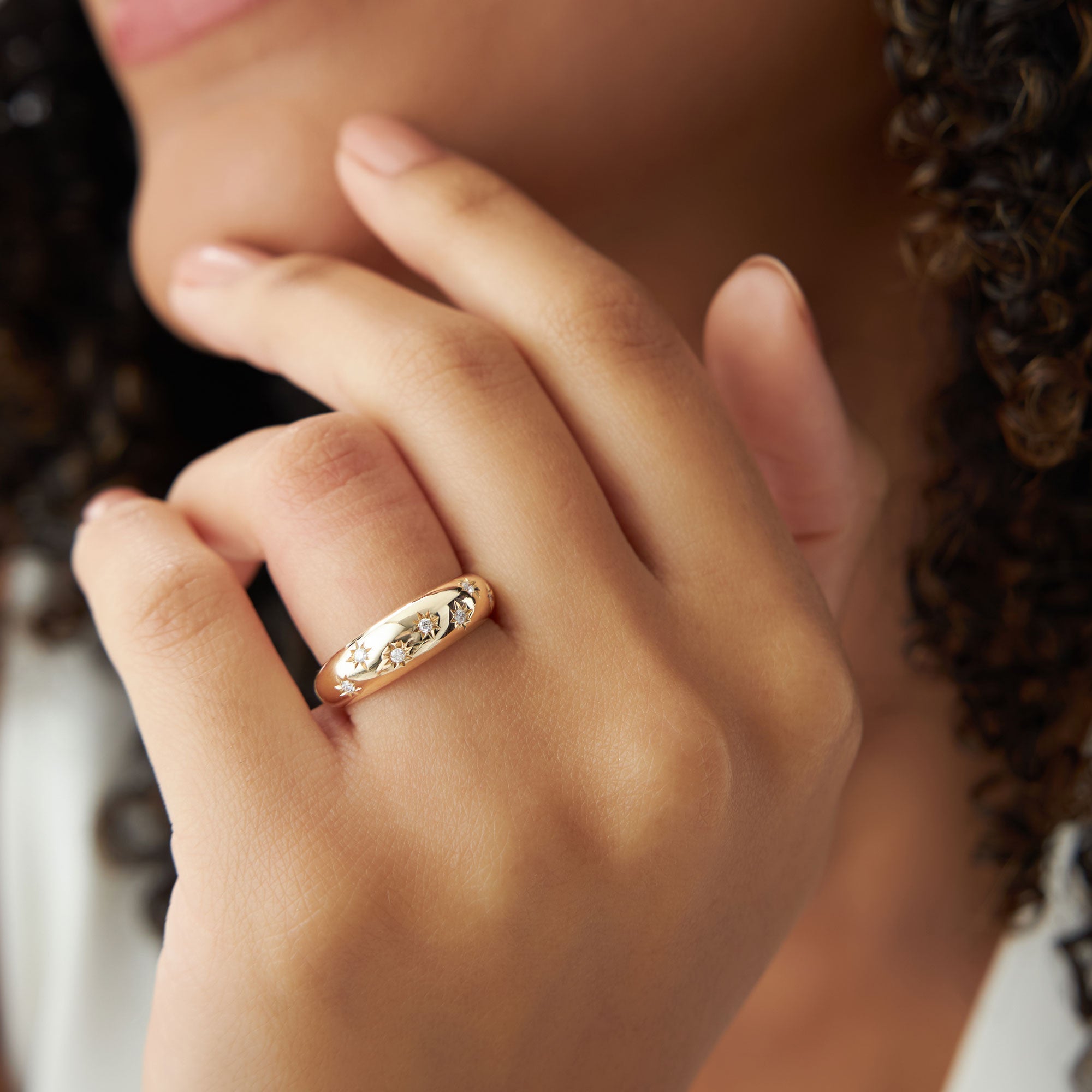 OBFJ2060 - 14k 6MM Dome Star Setting Diamond Ring 5