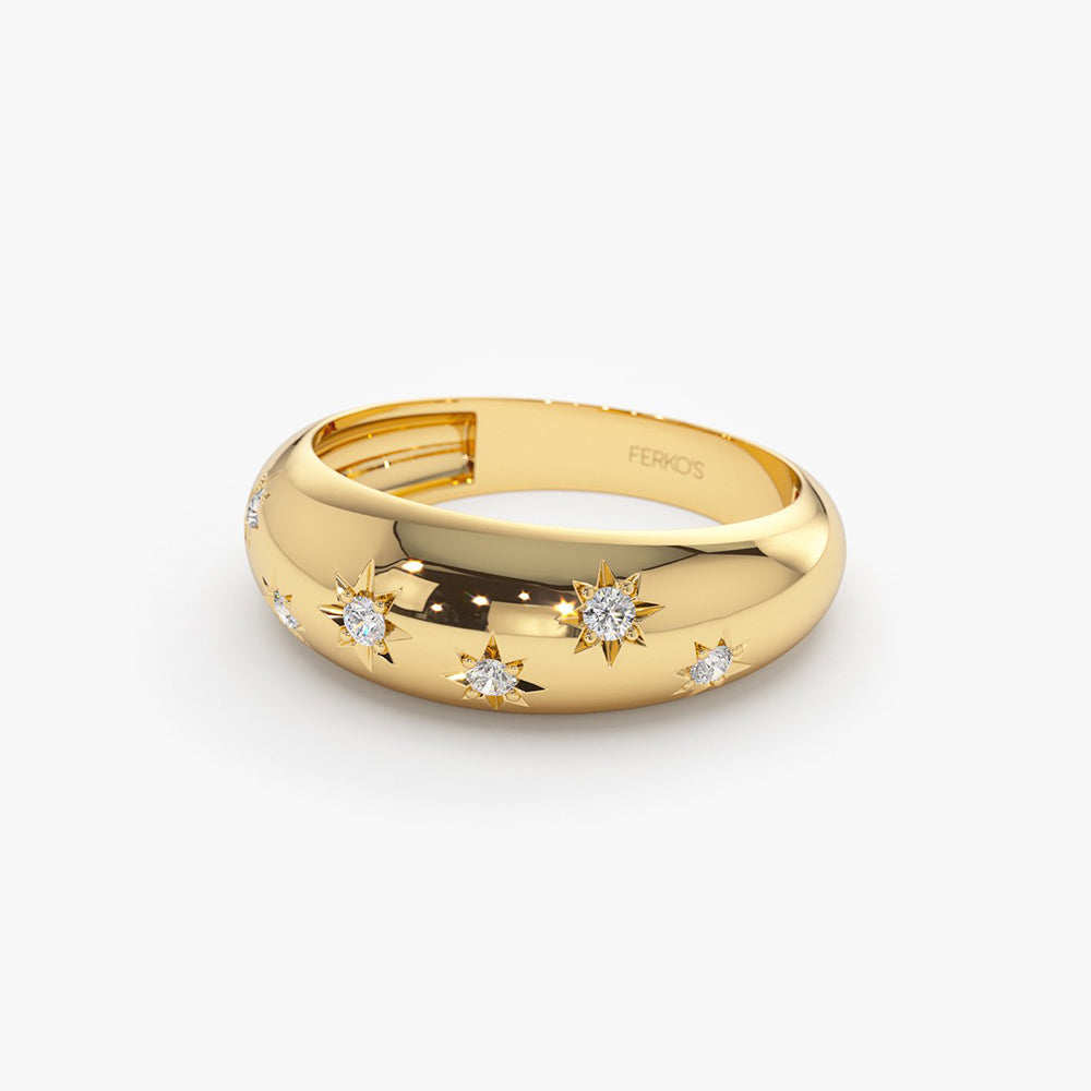 OBFJ2060 - 14k 6MM Dome Star Setting Diamond Ring 8