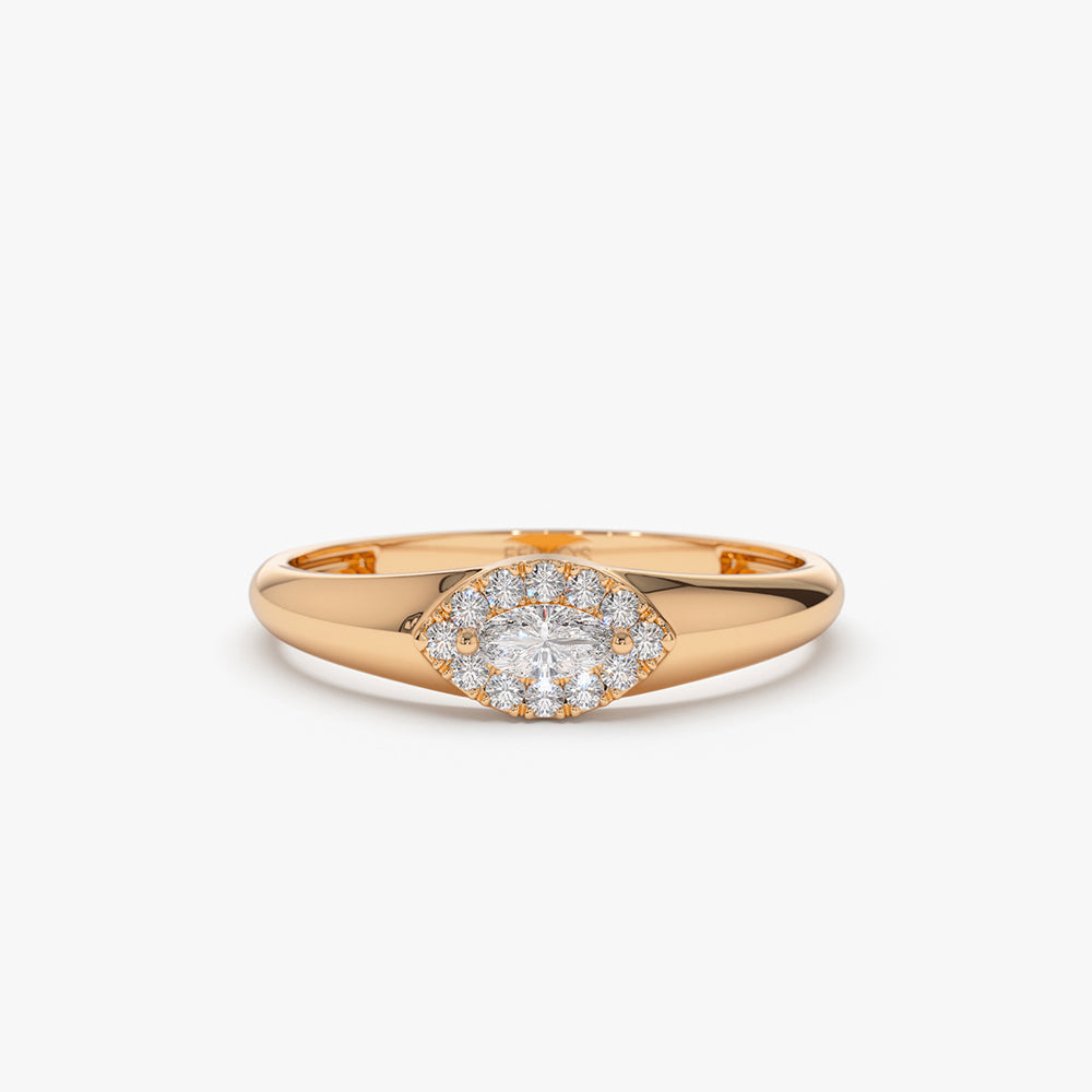 OBFJ2153 - 14K Marquise Diamond in Halo Setting Ring 5