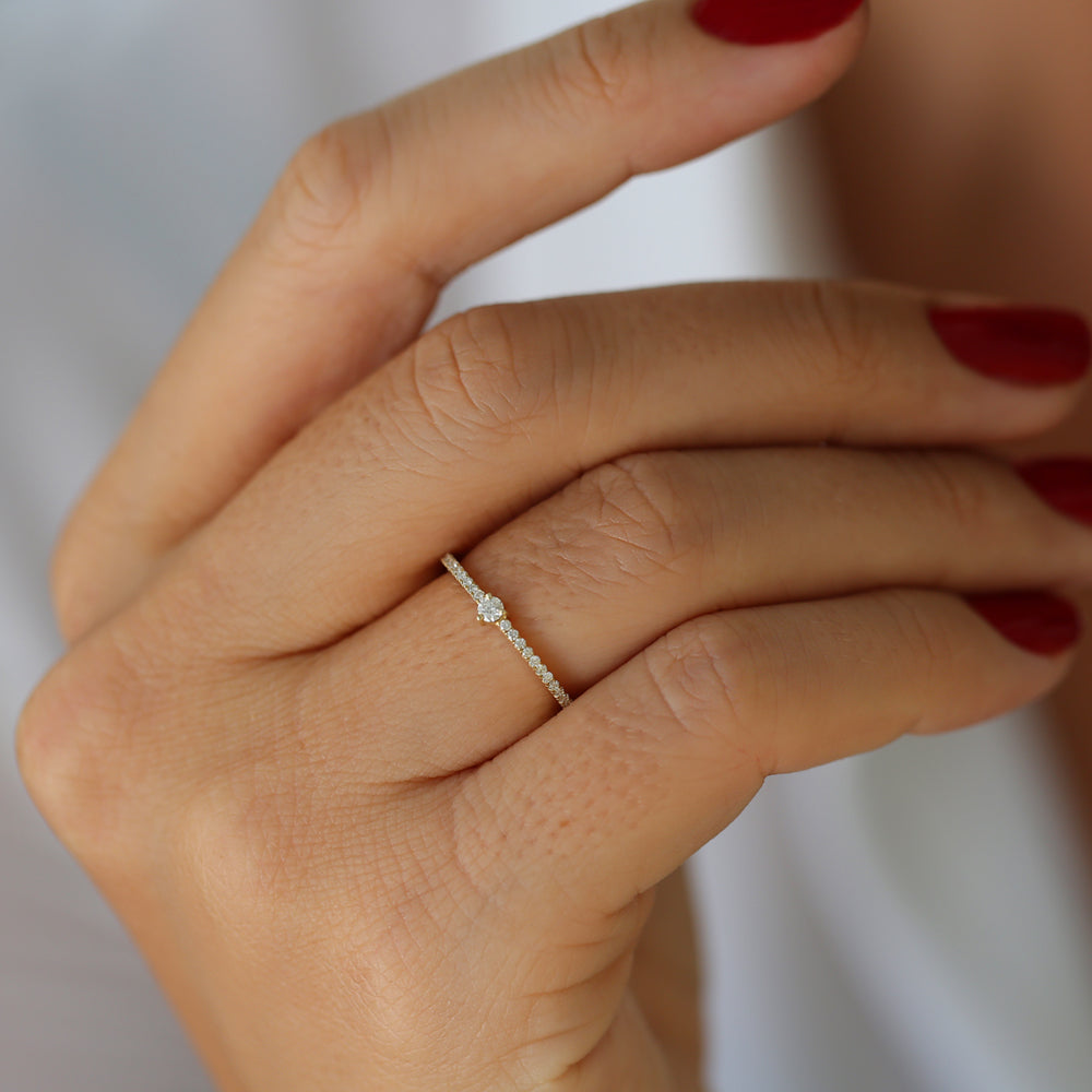 OBFJ2100 - 14k Minimalist Pave Diamond Stacking Ring 3