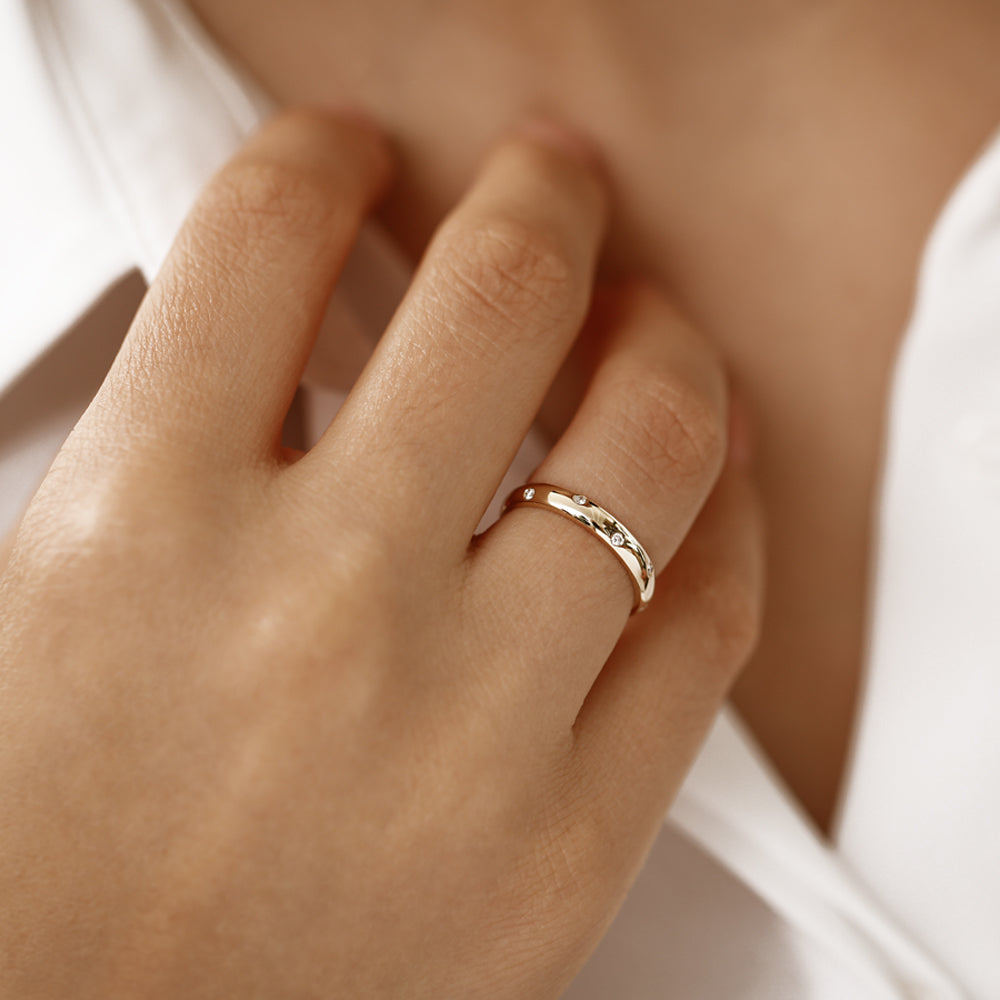 OBFJ2171 - 14k 3MM Dome Burnish Setting Women's Wedding Ring 2
