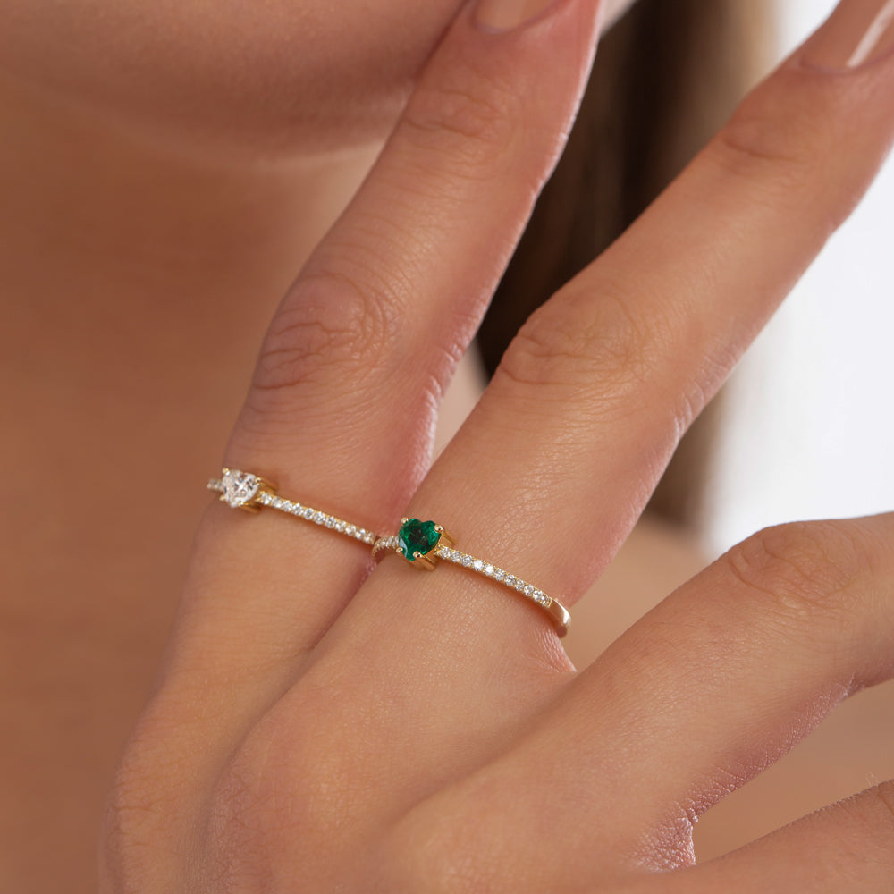 OBFJ2181 - 14k Heart-Shaped Emerald Ring 5