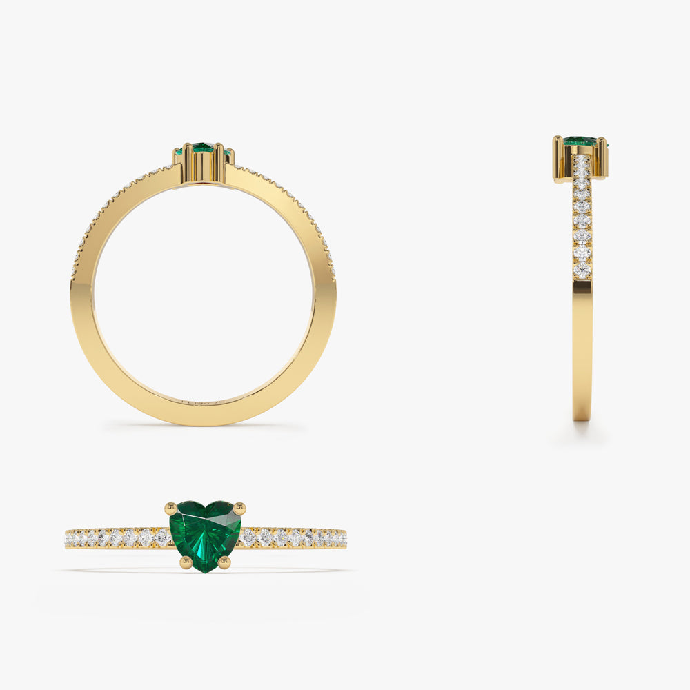 OBFJ2181 - 14k Heart-Shaped Emerald Ring 9