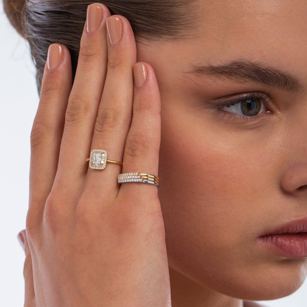 OBFJ2273 - 14k Pave Diamond Bar Ring 3
