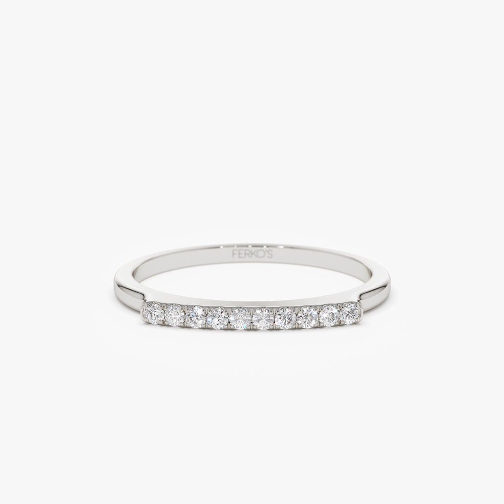 OBFJ2273 - 14k Pave Diamond Bar Ring 7