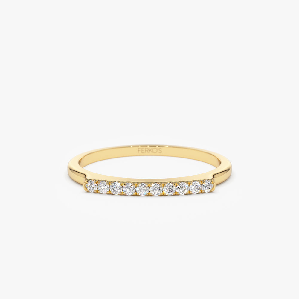 OBFJ2273 - 14k Pave Diamond Bar Ring 1