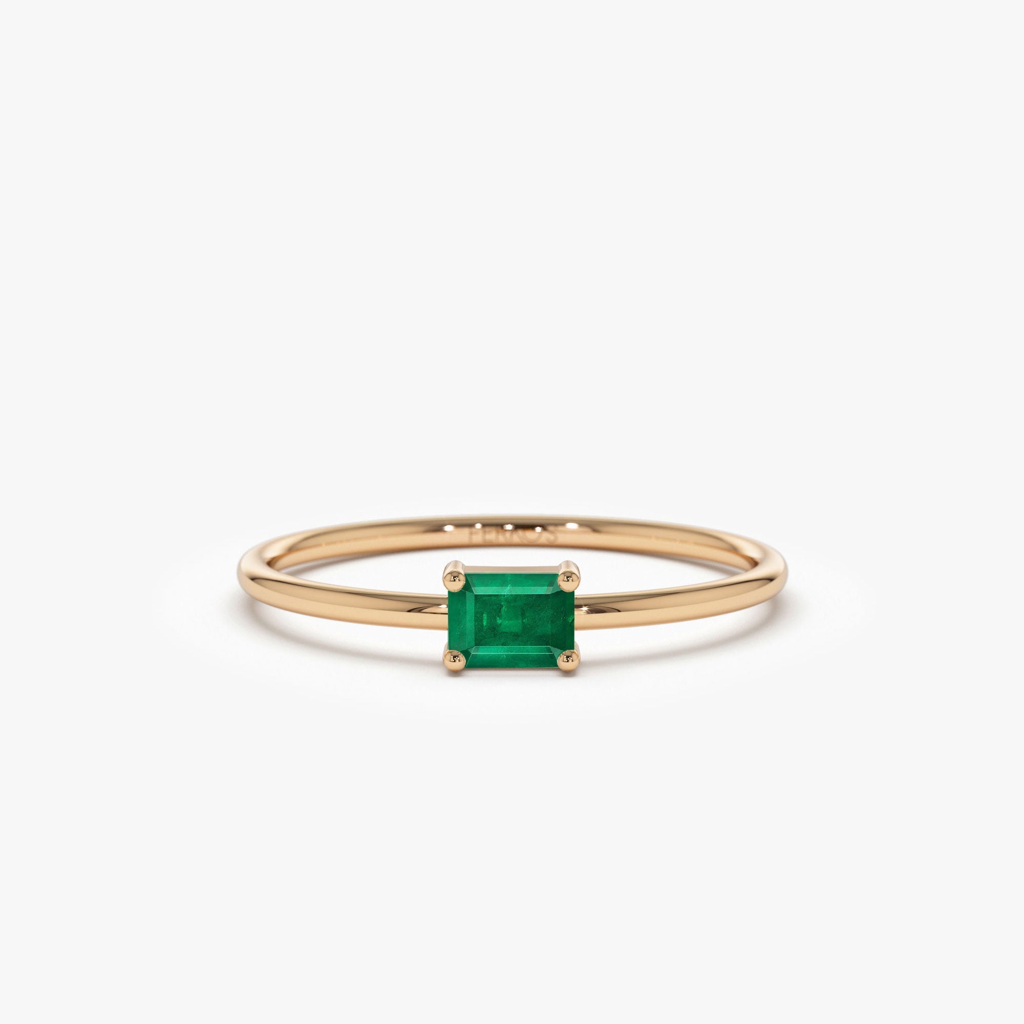 OBFJ1086 - 14k Octagon Cut Emerald Ring 5