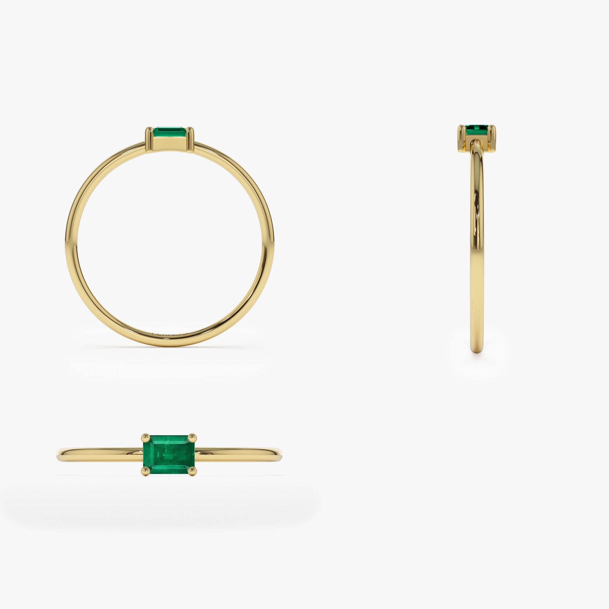 OBFJ1086 - 14k Octagon Cut Emerald Ring 8