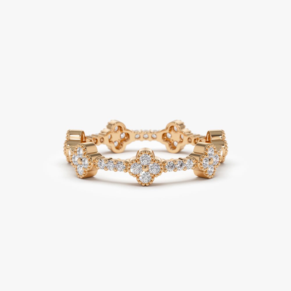 OBFJ1540 - 14k Full Eternity Clover Diamond Ring 7