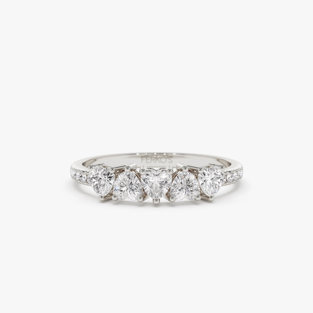 OBFJ1500 - 14k Heart Shaped Diamond Ring w/ Pave Diamonds 5