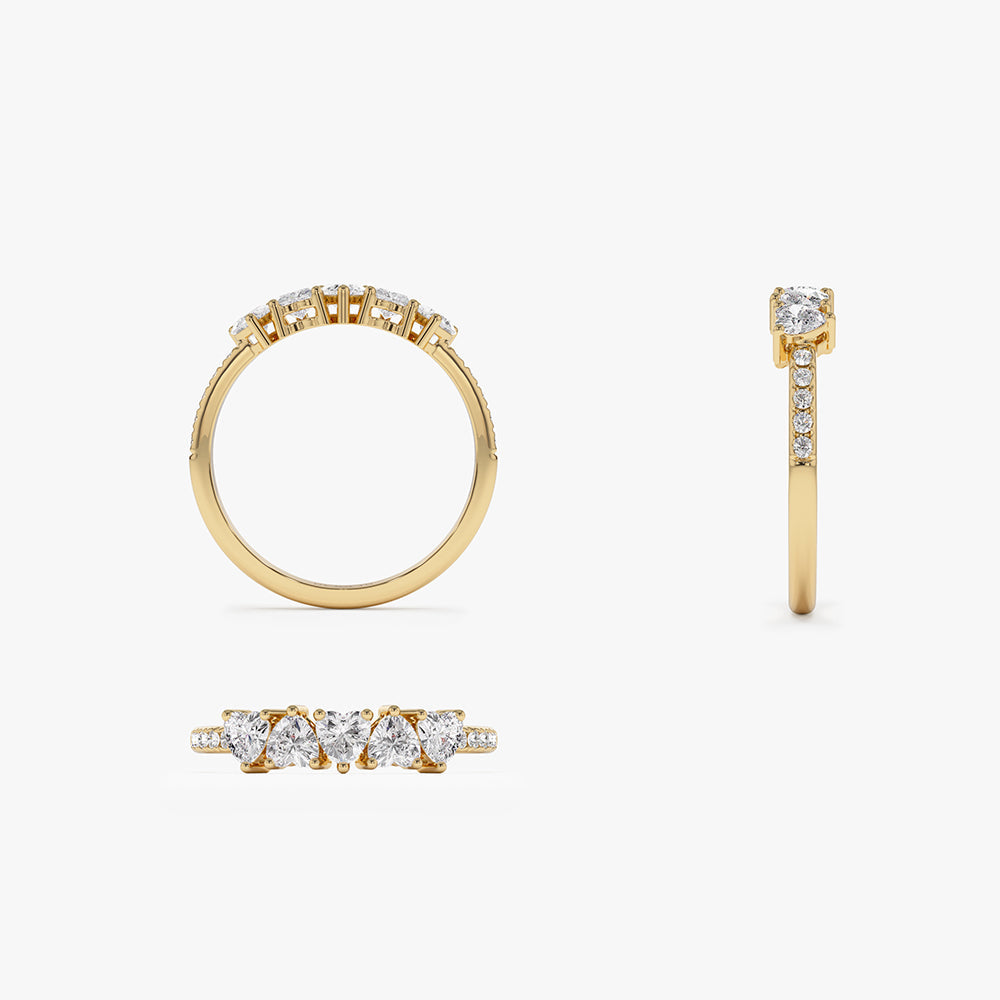 OBFJ1500 - 14k Heart Shaped Diamond Ring w/ Pave Diamonds 7