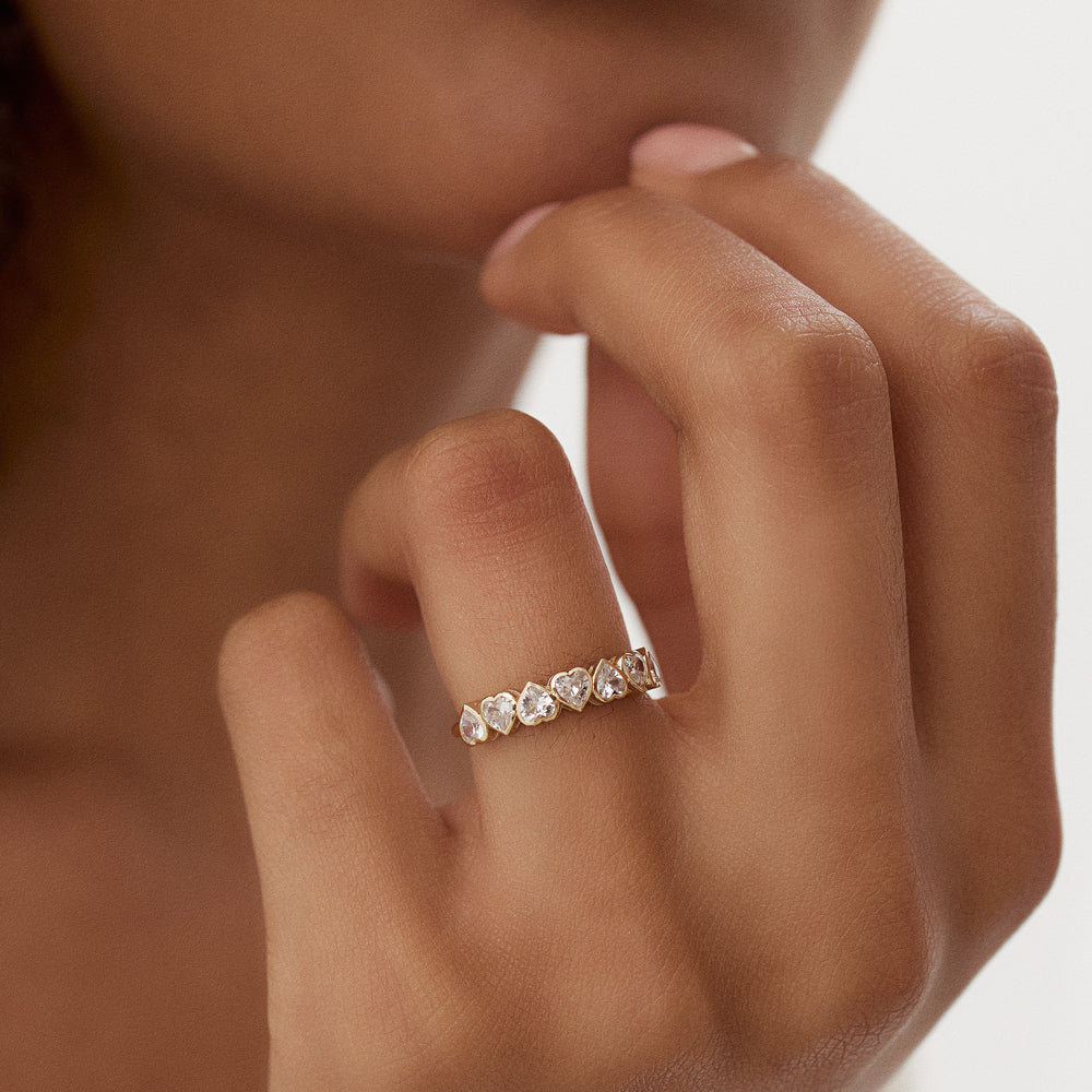 OBFJ1502 - 14k Heart Shape Up Down Bezel Setting Diamond Ring 4