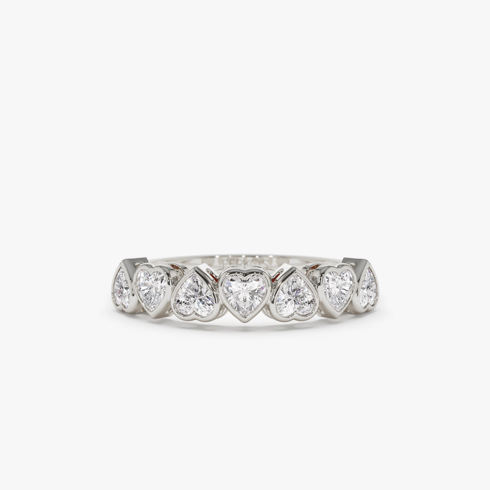 OBFJ1502 - 14k Heart Shape Up Down Bezel Setting Diamond Ring 6