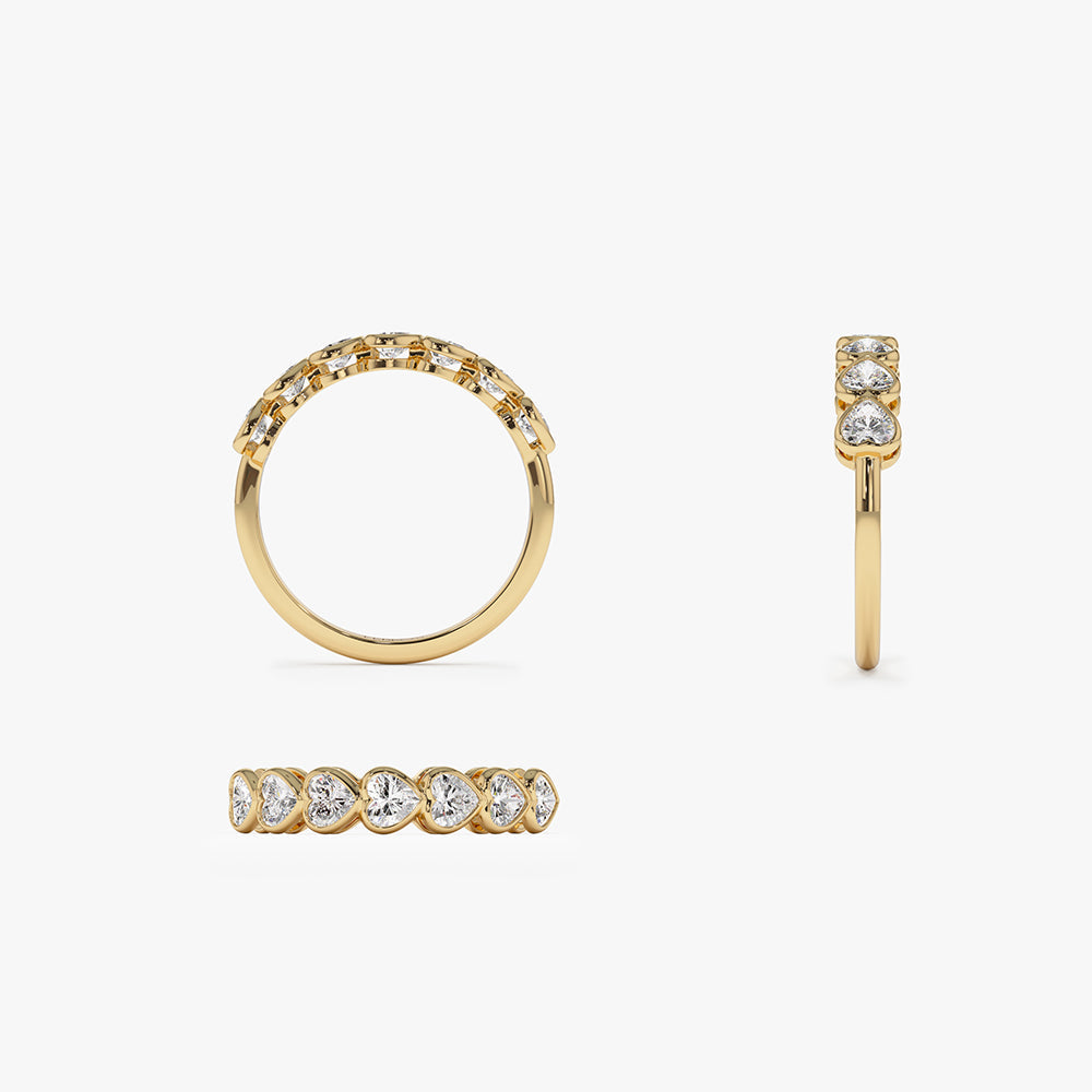 OBFJ1488 - 14k Heart Shape Horizontal Bezel Setting Diamond Ring 6