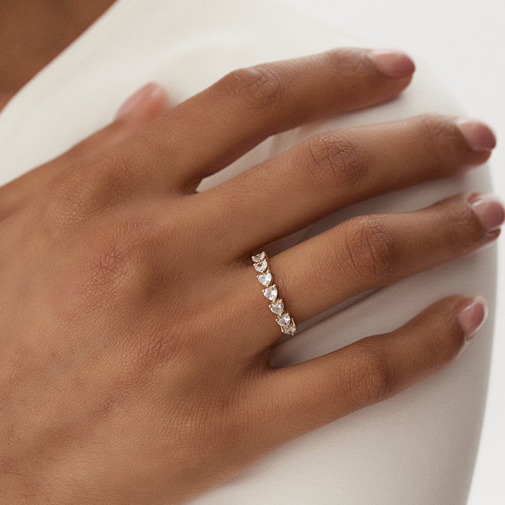 OBFJ1503 - 14k Heart Shape Horizontal Prong Setting Diamond Ring 4