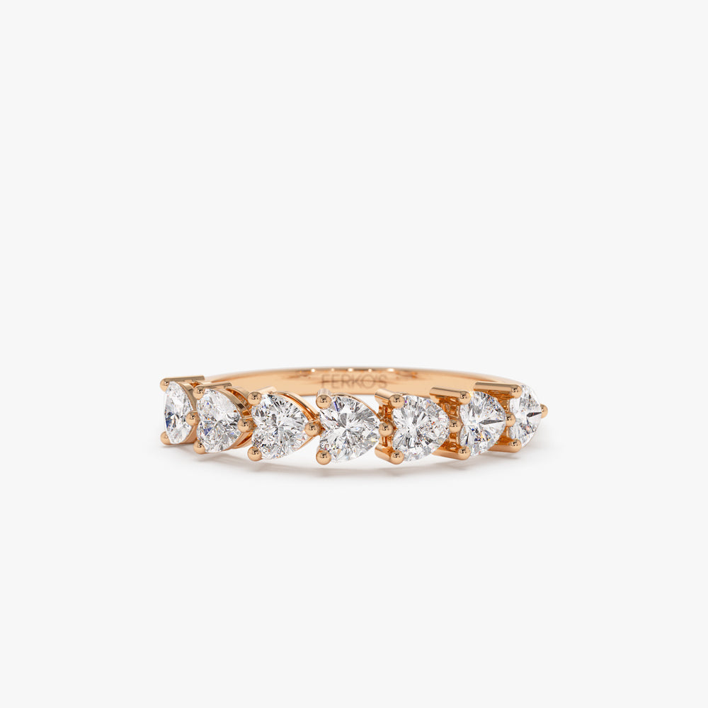 OBFJ1503 - 14k Heart Shape Horizontal Prong Setting Diamond Ring 5