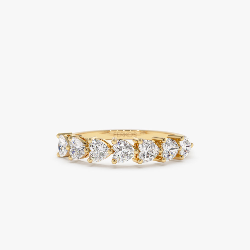 OBFJ1503 - 14k Heart Shape Horizontal Prong Setting Diamond Ring 1