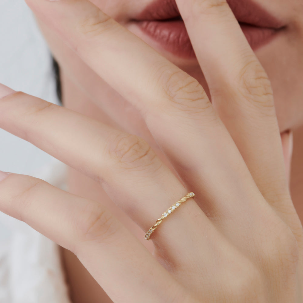 OBFJ1348 - 14k Twisted Rope 3/4 Eternity Diamond Ring 4