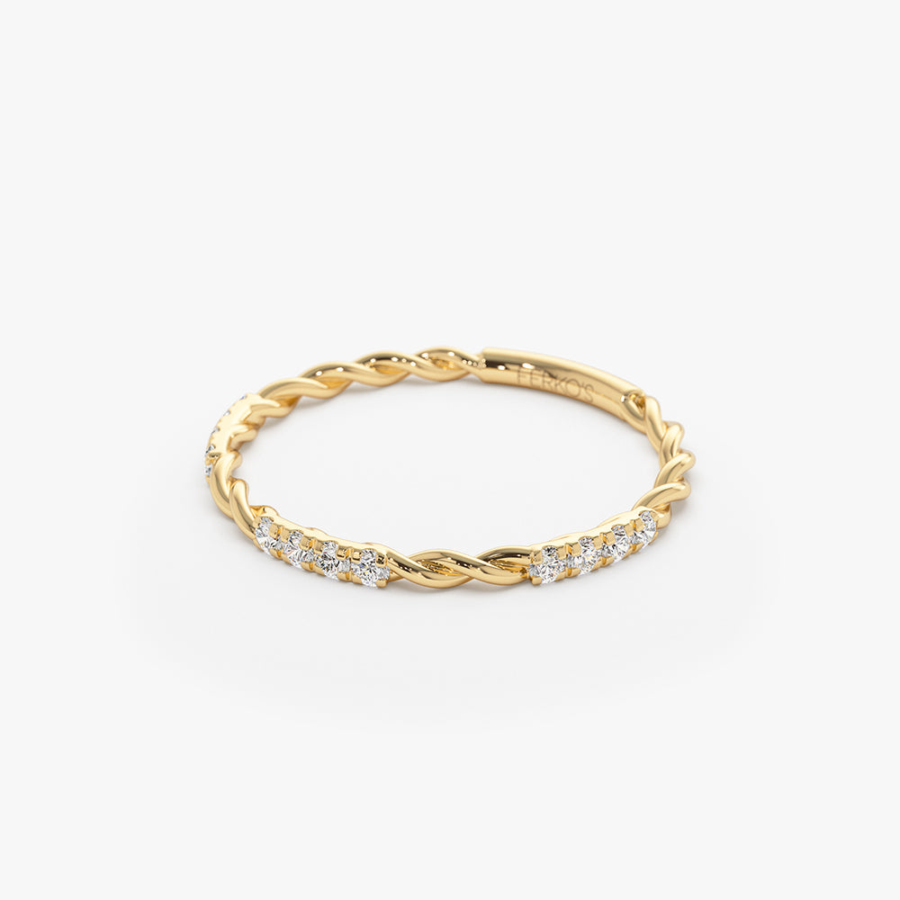 OBFJ1348 - 14k Twisted Rope 3/4 Eternity Diamond Ring 7