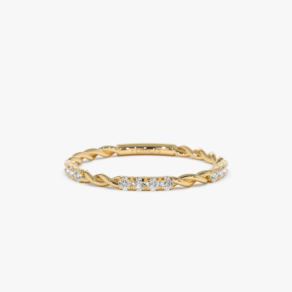 OBFJ1348 - 14k Twisted Rope 3/4 Eternity Diamond Ring 1