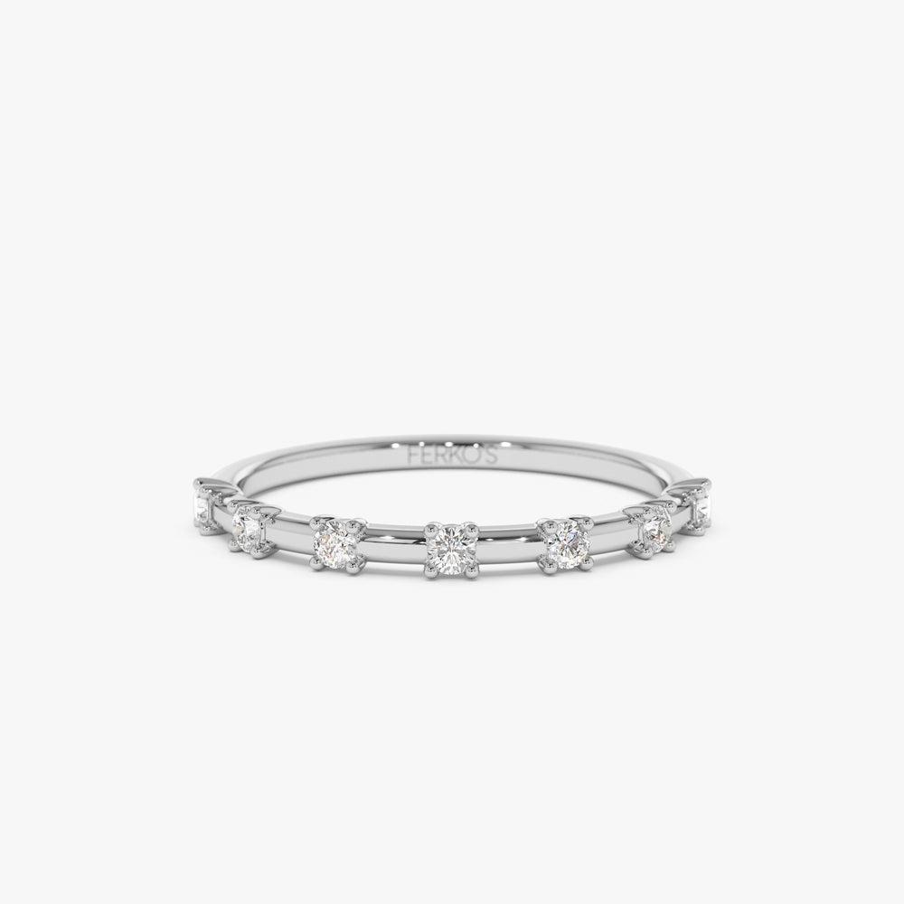 OBFJ1530 - 14K Half Eternity Minimalist Diamond Wedding Ring 6