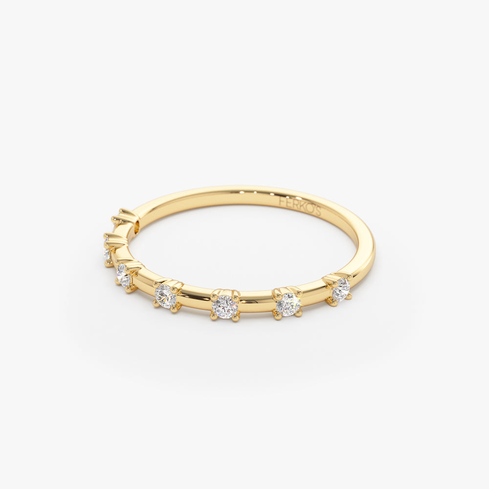 OBFJ1530 - 14K Half Eternity Minimalist Diamond Wedding Ring 7