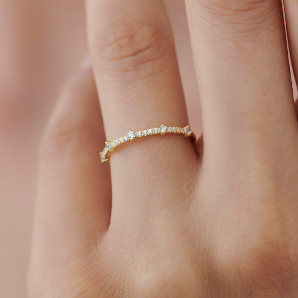 OBFJ1533 - 14k Dainty Stacking Diamond Wedding Band 2