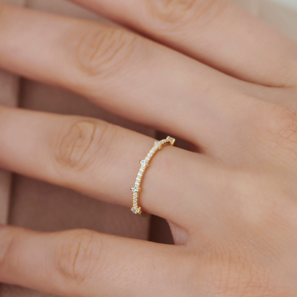 OBFJ1533 - 14k Dainty Stacking Diamond Wedding Band 5