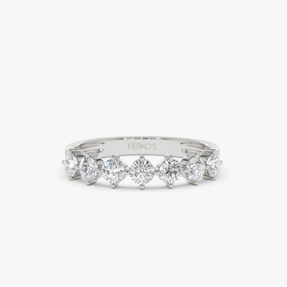 OBFJ1484 - 14k 7 Stone Prong Setting Diamond Wedding Band 0.70 Ctw 4