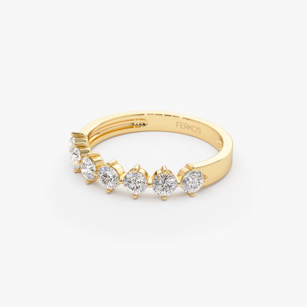 OBFJ0332 - 0.70 ctw 14k Seven Stone Prong Setting Lab Grown Diamond Wedding Band - Ava 8