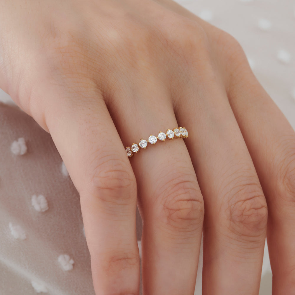 OBFJ0329 - 0.50 ctw 14k Nine Stone Prong Setting Lab Grown Round Diamond Ring - Rania 4