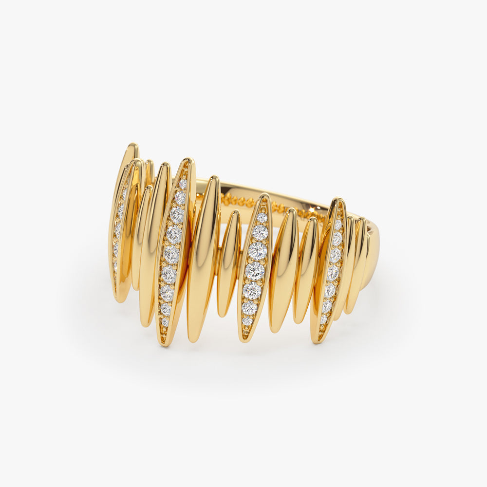 OBFJ1439 - 14k Unique Diamond Spike Ring 7
