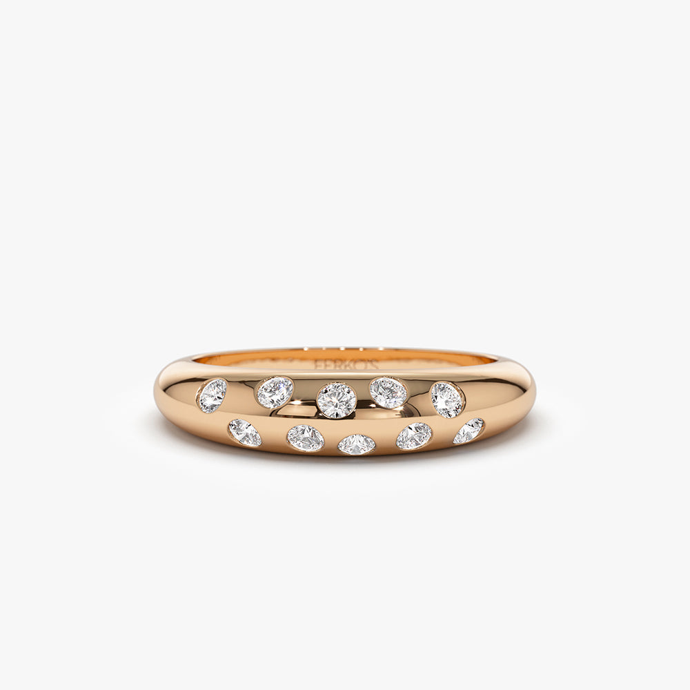 OBFJ1495 - 14k Dome Zig Zag Flush Diamond Ring 5