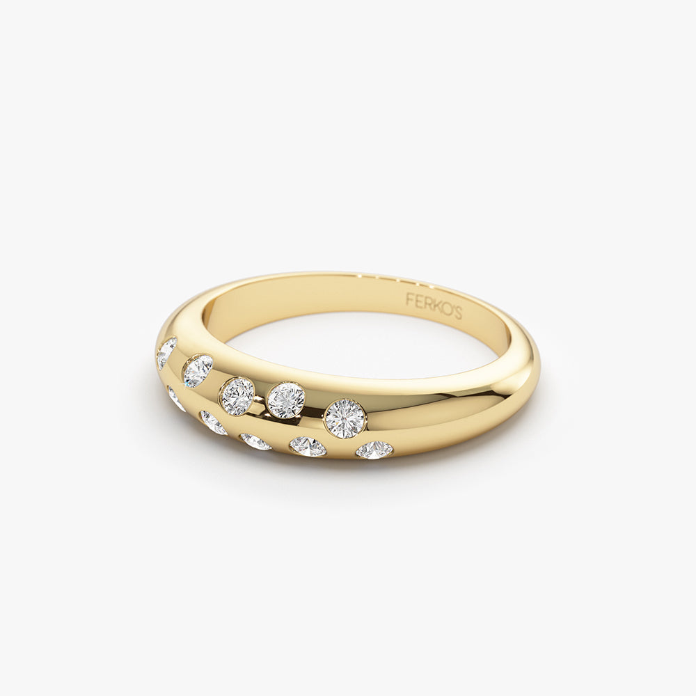 OBFJ1495 - 14k Dome Zig Zag Flush Diamond Ring 7
