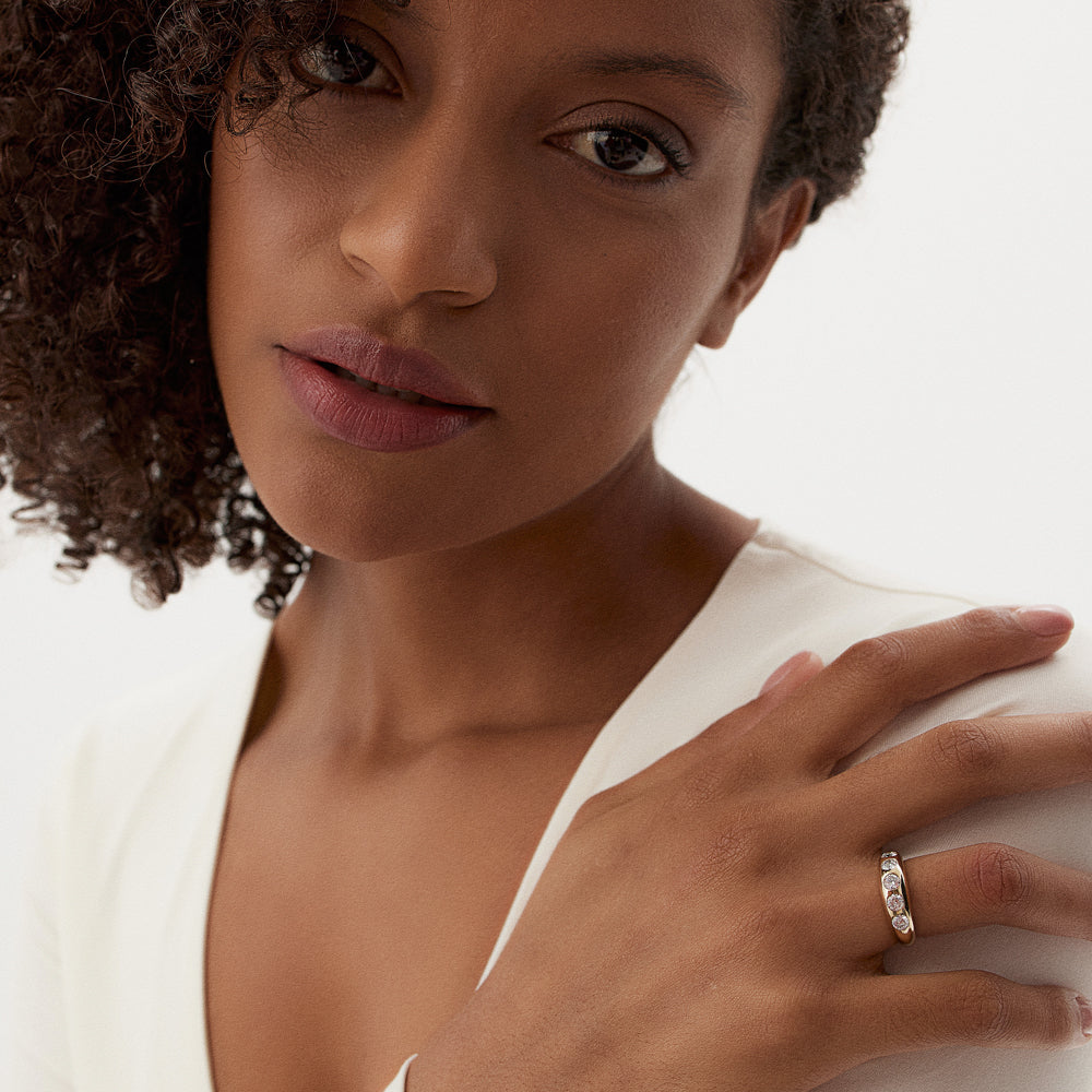 OBFJ1496 - 14k Dome Chunky Statement Diamond Ring 7