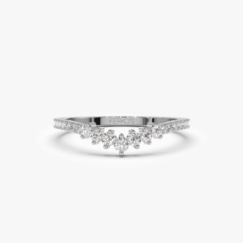 OBFJ1459 - 14k Curved Graduating Diamond Wedding Band 6
