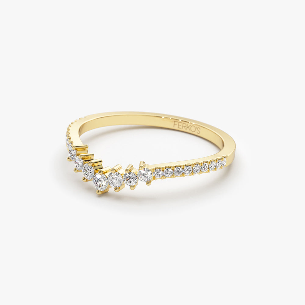 OBFJ1459 - 14k Curved Graduating Diamond Wedding Band 7