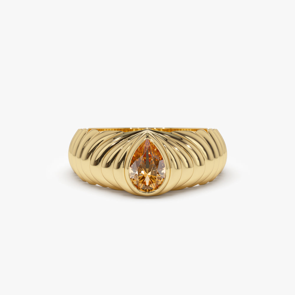 OBFJ1451 - 14k Pear Shape Citrine Beveled Ring 1