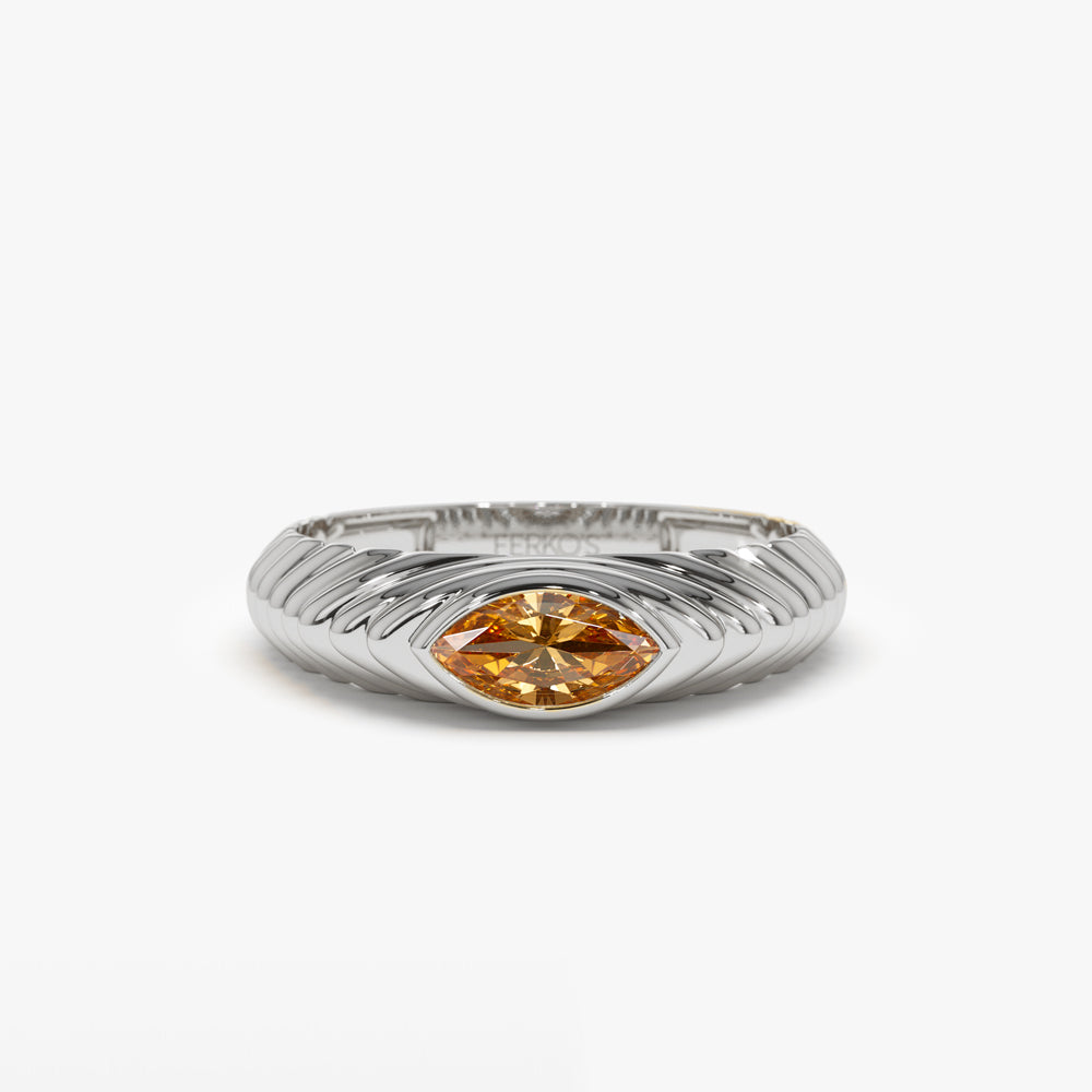 OBFJ1435 - 14k Marquise Shape Citrine Beveled Ring 5