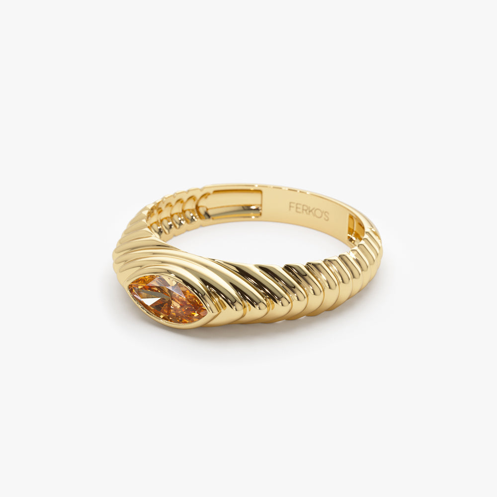 OBFJ1435 - 14k Marquise Shape Citrine Beveled Ring 6
